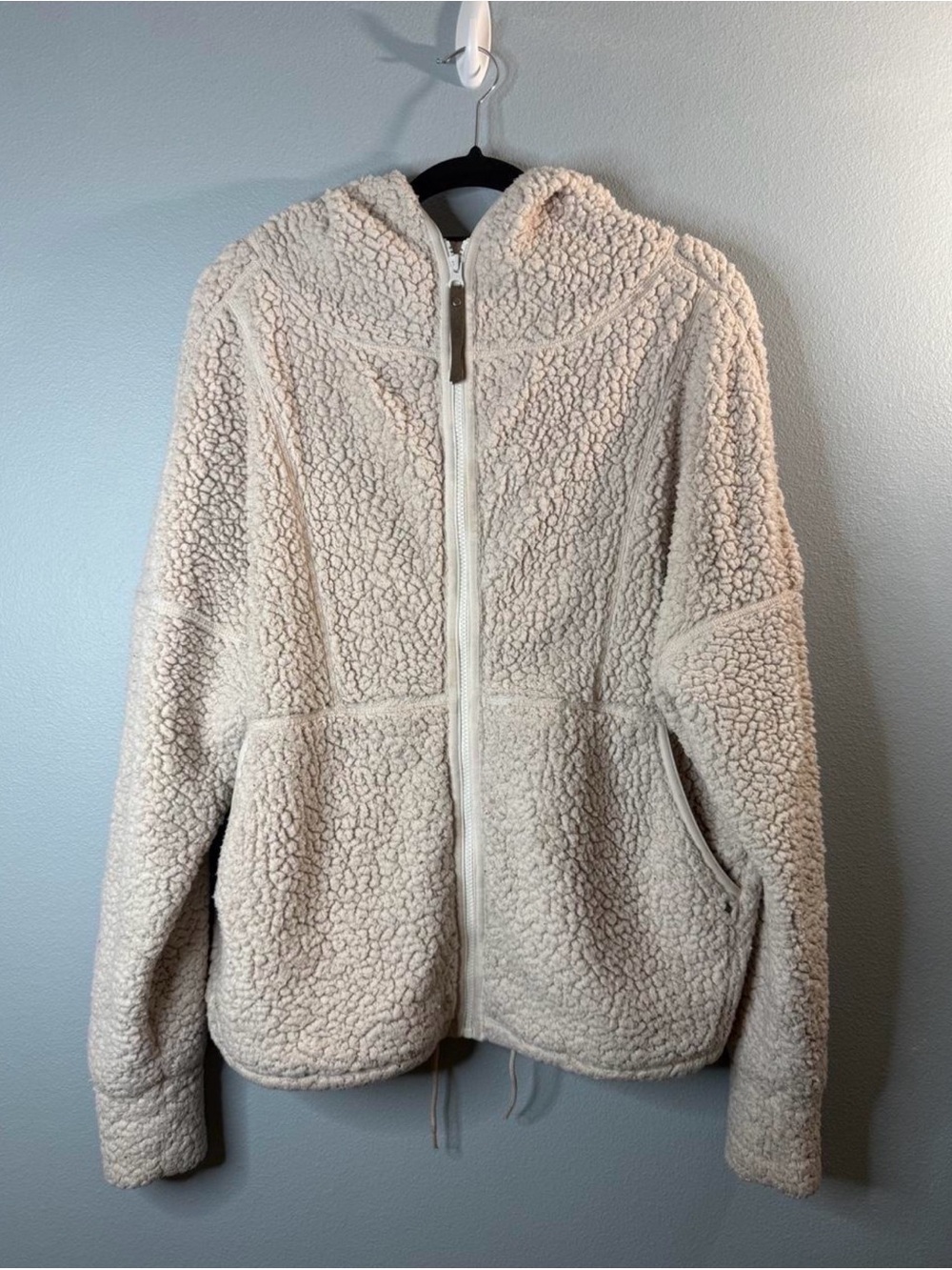 prAna Sherpa Fleece Hooded Jacket Cream XL